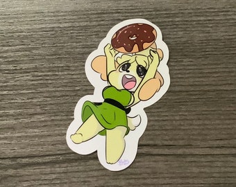 Isabelle with Donut Laptop Decal Vinyl Sticker