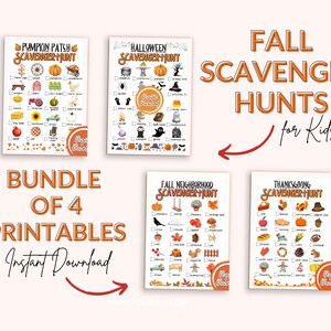 Fall Scavenger Hunts for Kids: Bundle of 4 | Kids Scavenger Hunt | Autumn Games| Kids Autumn Activity | Fall Activities | Fall Treasure Hunt