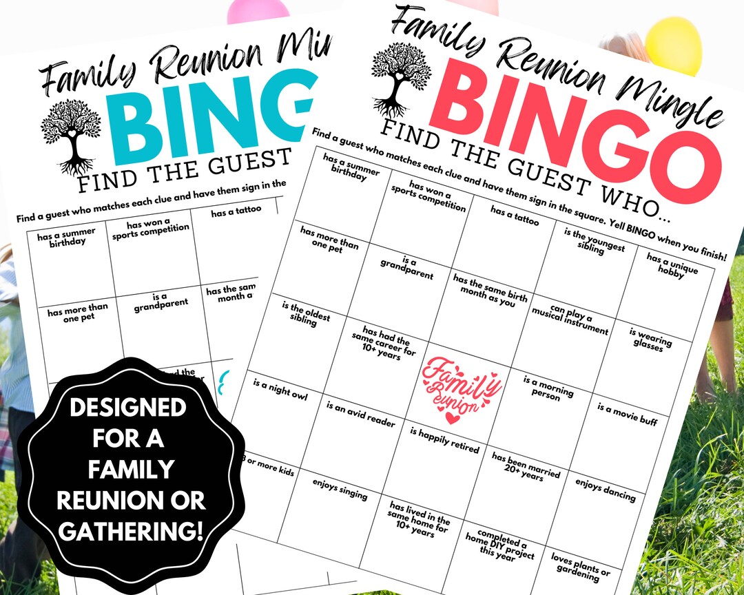 Family Reunion Games | Family Reunion Bingo Game | Family Reunion Games ...