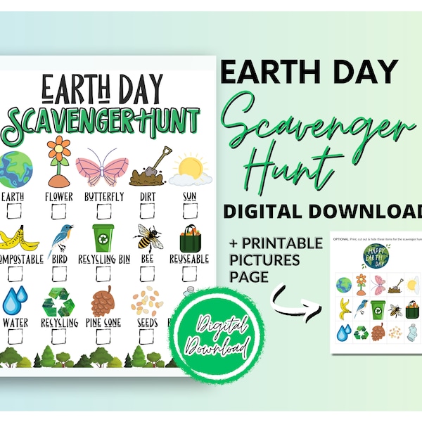 Earth Day Scavenger Hunt | Outdoor Scavenger Hunt For Kids | Nature Walk | Earth Day Game |  Earth Day Activities | Earth Day Game