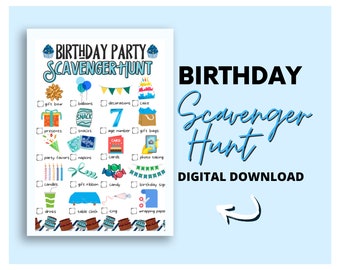 Birthday Party Scavenger Hunt for Kids | Birthday Party Game Indoors | Printable Birthday Party Game for Boys | Blue Birthday Activity