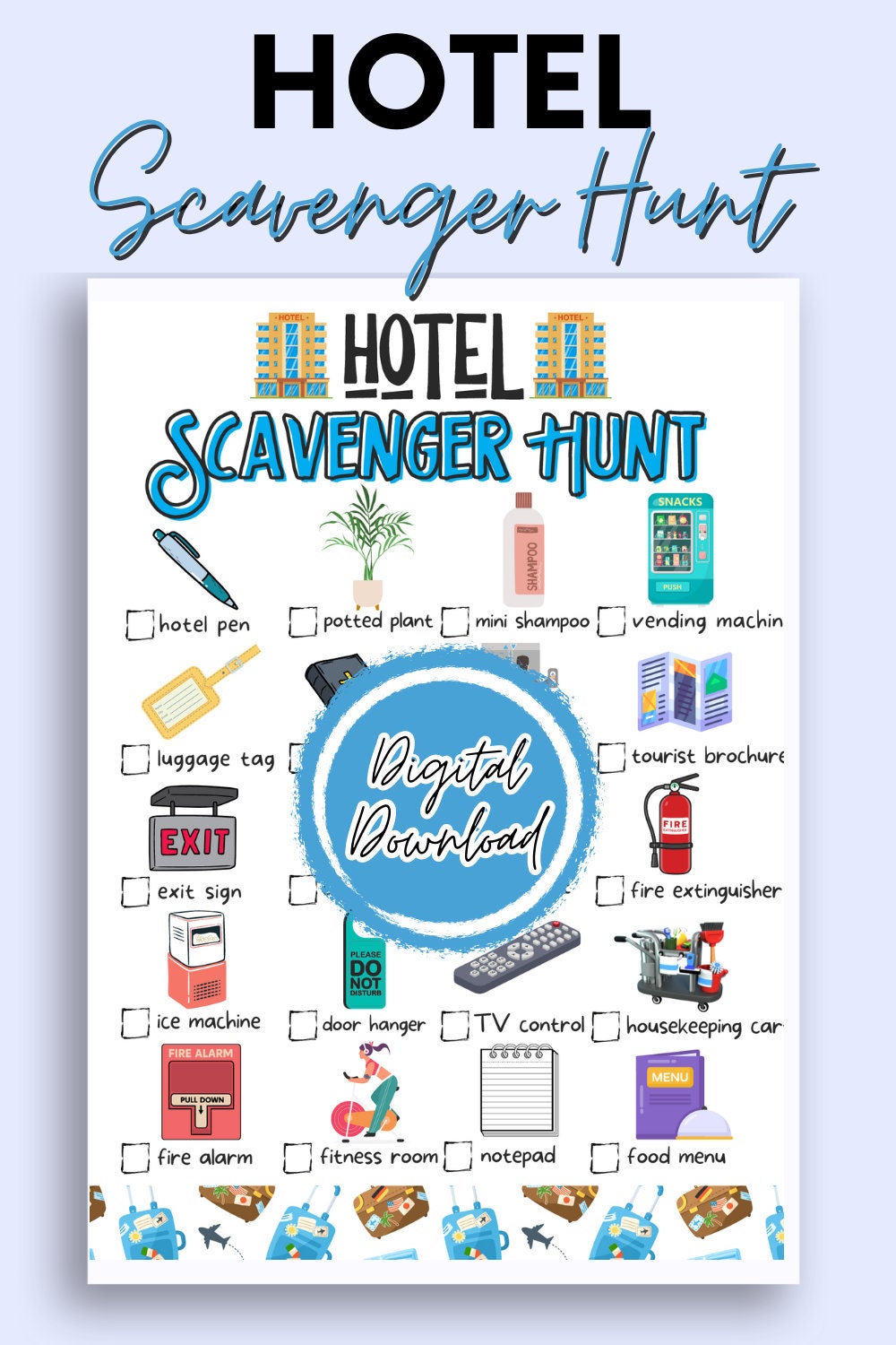 Hotel Scavenger Hunt Motel Scavenger Hunt Travel Scavenger Hunt Travel