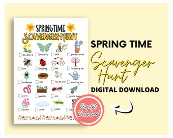 Spring Scavenger Hunt for Kids | Spring Printable | Spring Nature Treasure Hunt | Outdoor Game | Outdoor Spring Scavenger Hunt | Nature Hunt