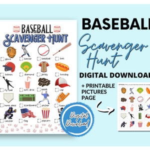 Caccia al tesoro di baseball / Caccia al tesoro di baseball / Giochi di società di baseball / Gioco di baseball stampabile / Compleanno di baseball / MLB