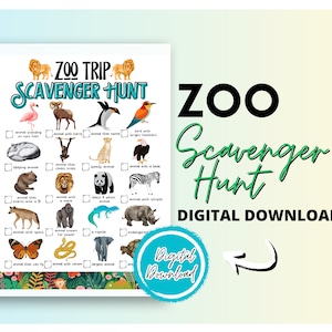 Zoo Scavenger Hunt | Animal Scavenger Hunt | Zoo Activity | Outdoor Scavenger Hunt For Kids | Zoo Scavenger Hunt For Kids | Zoo Field Trip |