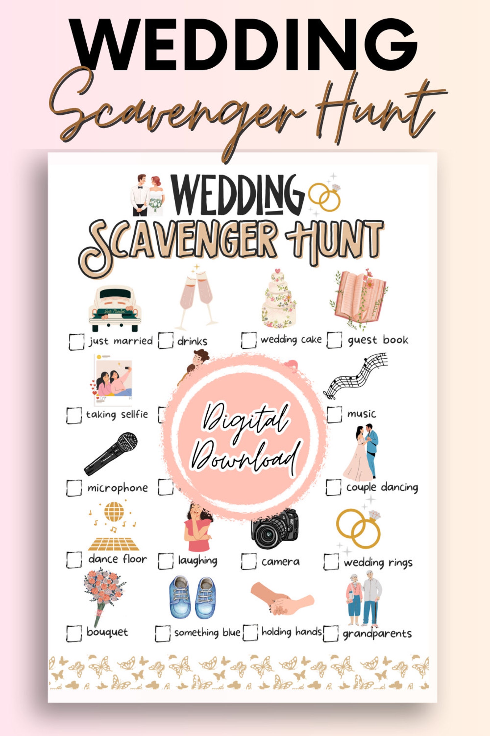 Wedding Scavenger Hunt for Kids | Wedding I Spy Game for Children ...