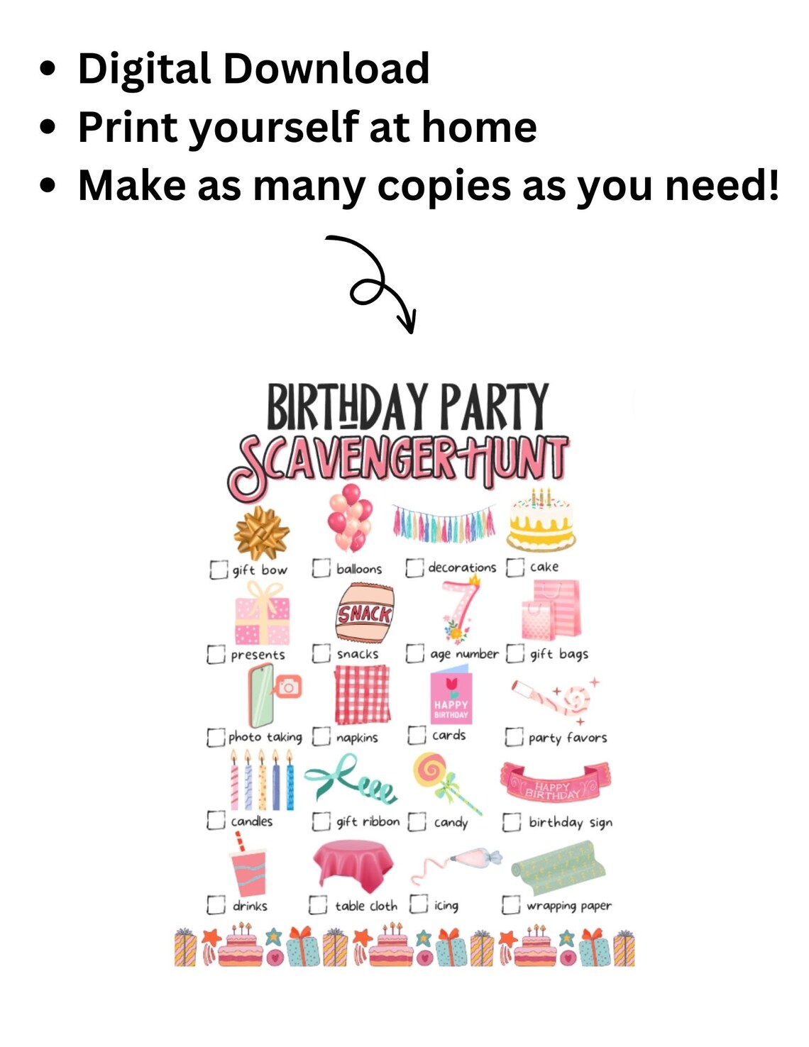 Birthday Party Scavenger Hunt for Kids Birthday Party Game - Etsy