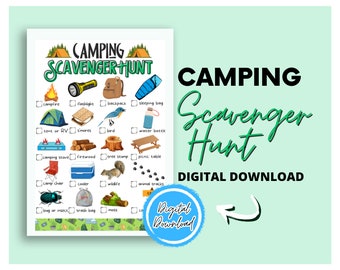 Camping Scavenger Hunt For Kids | Camping Games | Outdoor Scavenger Hunt | Camping Scavenger Hunt Printable | Camping Activities | Camping