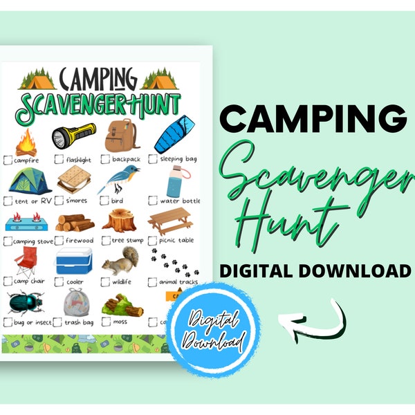 Camping Scavenger Hunt For Kids | Camping Games | Outdoor Scavenger Hunt | Camping Scavenger Hunt Printable | Camping Activities | Camping