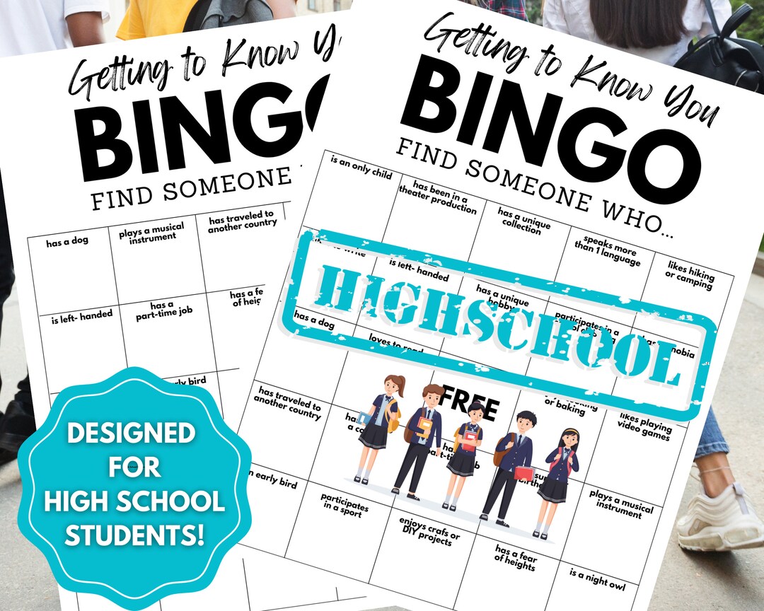 Icebreaker for High School Students, Find Someone Who Bingo, Get to