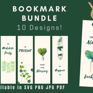Zakładki SVG Bundle, Minimalistyczne zakładki, Prezent dla miłośnika przyrody, Inspirująca zakładka, Prezent noworoczny, Prezent świąteczny, Czytanie, Książki,