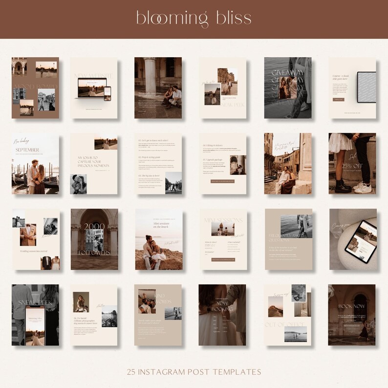 Boho Instagram Post Templates for Canva: Photographer Social Media ...