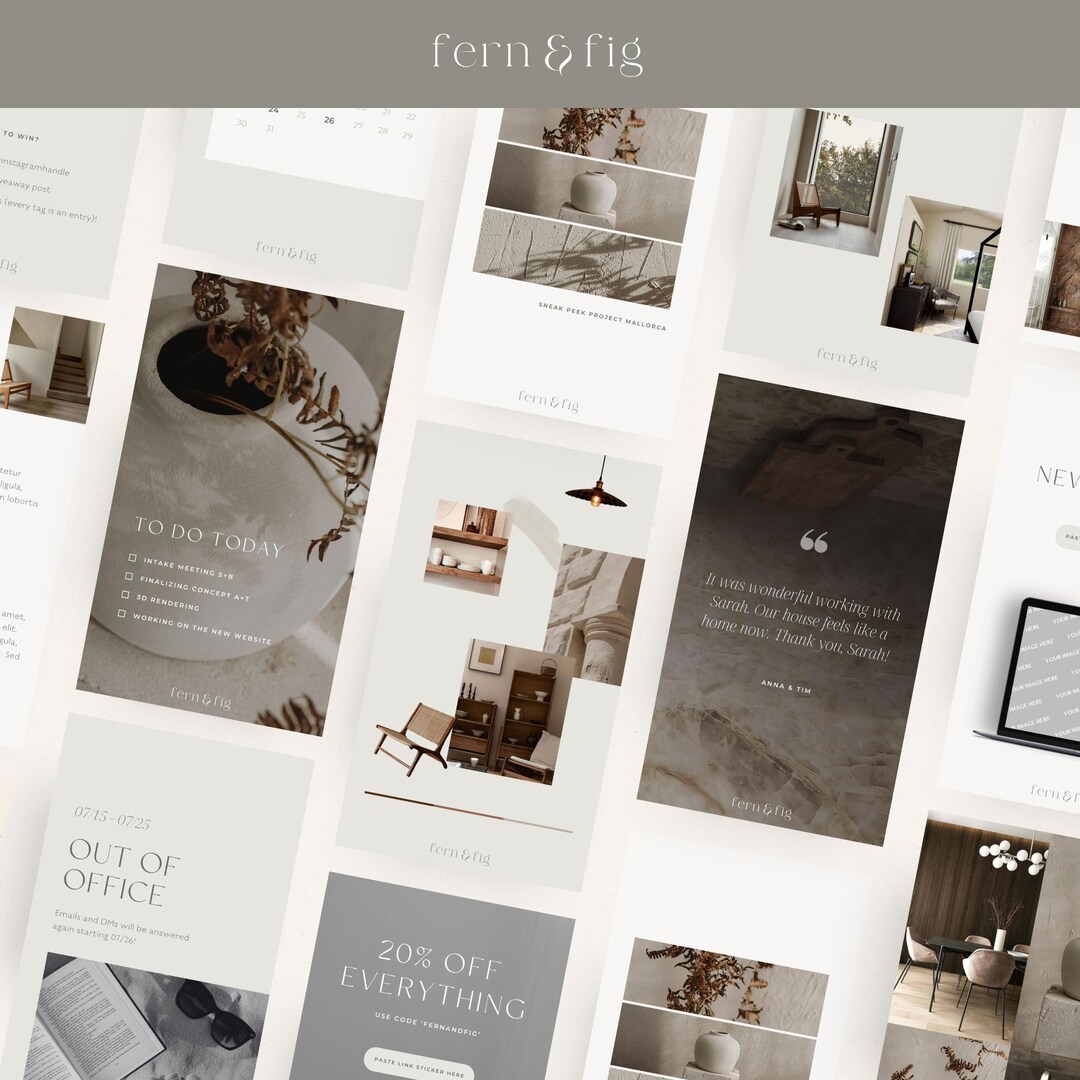 Earthy Interior Design Instagram Story Templates (digital Download) - Etsy