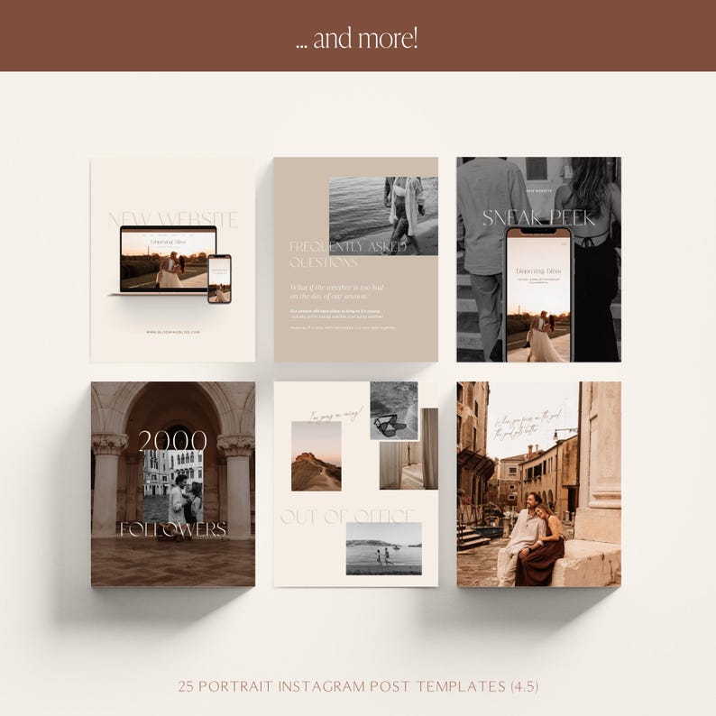 Boho Instagram Post Templates for Canva: Photographer Social Media ...