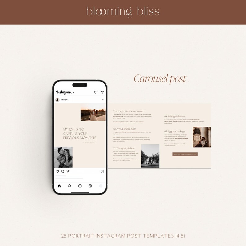 Boho Instagram Post Templates for Canva: Photographer Social Media ...