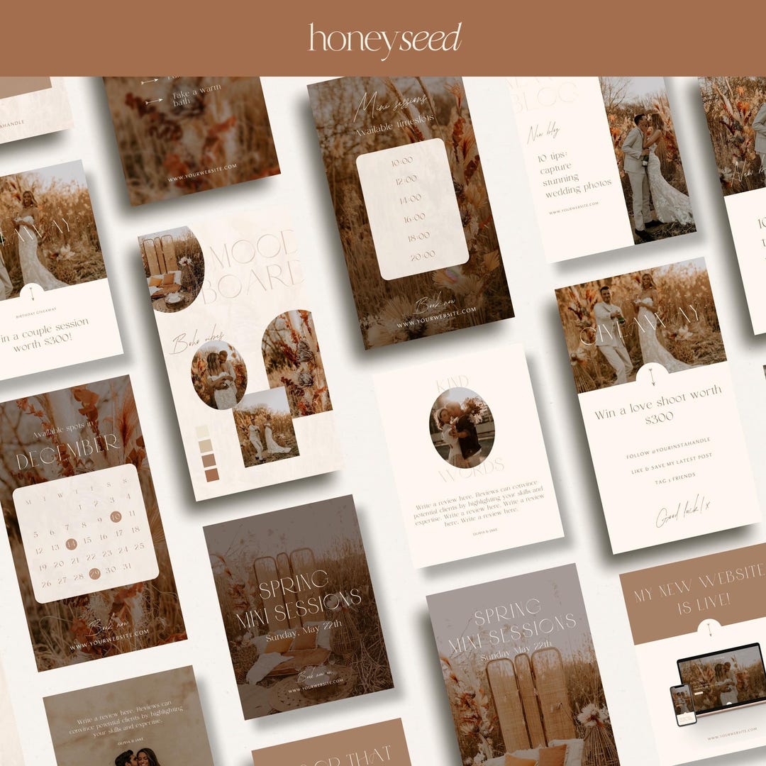 Boho Instagram Post + Story Templates for Canva | Photographer ...