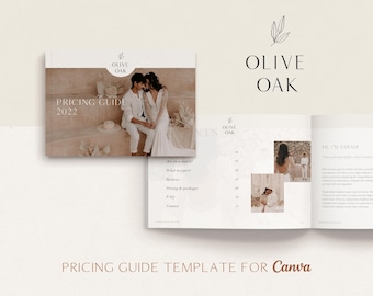 Plantilla de guía de precios de fotografía elegante: Folleto de Canva (descarga digital)