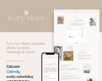 Showit Booking Page Template, Appointment Scheduling Page Template Add-on, Neutral Photography booking page template for Showit