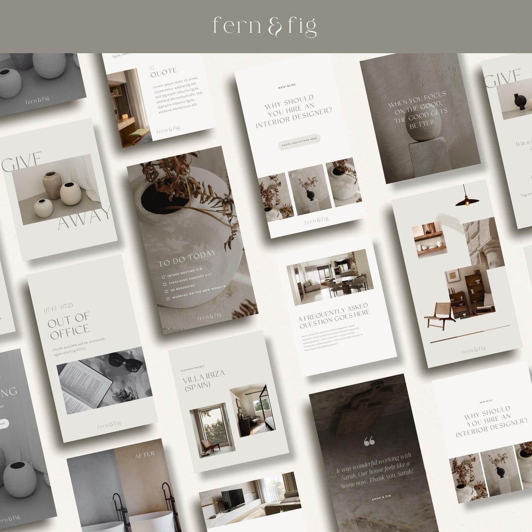 Earthy Instagram Templates: Interior Design Social Media (canva) - Etsy