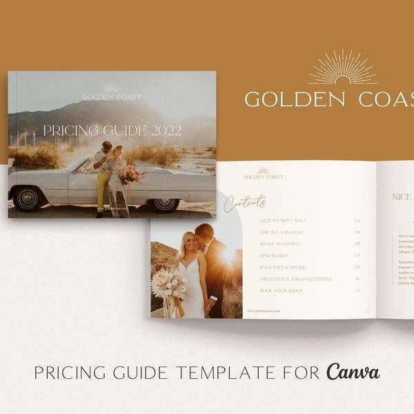Boho Photographer Pricing Guide, Canva Pricing guide Template, Boho Pricing guide, Photography Pricing Template, Canva Brochure Template