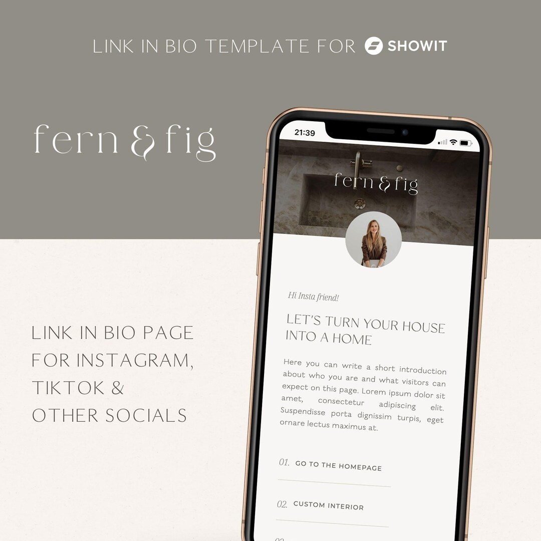 Earthy Instagram Link-in-bio Template: Interior Design Showit Page - Etsy
