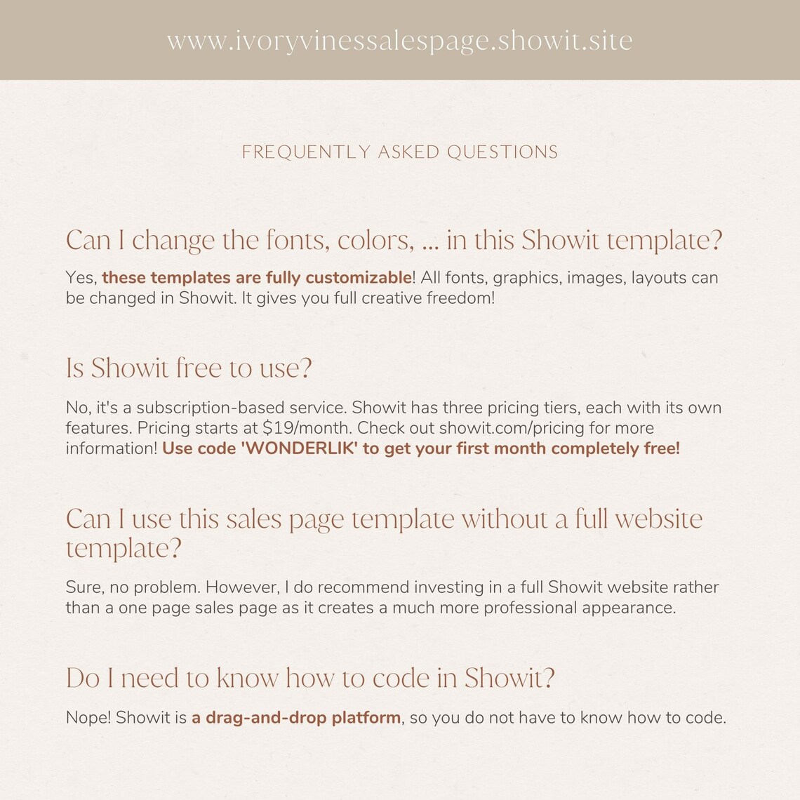 Showit Sales Page Template, Showit Website Template, Sales Page Website