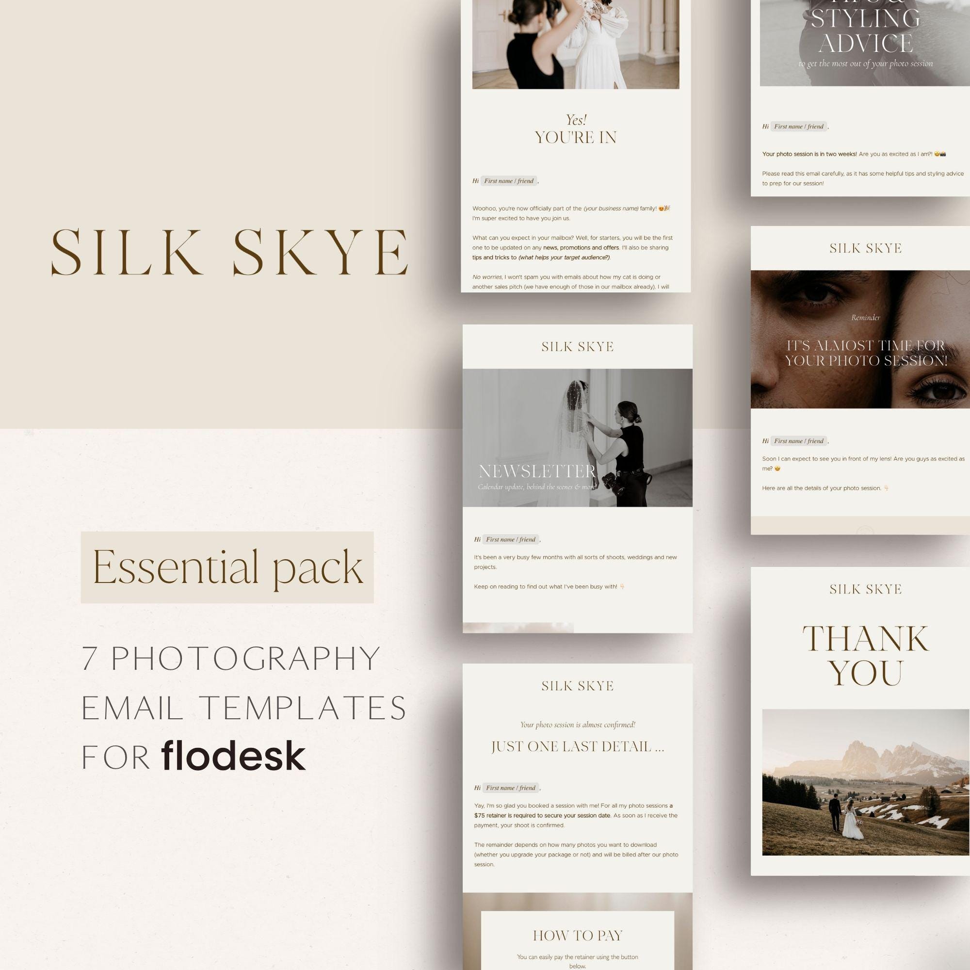 Aesthetic Flodesk email templates for Wedding Photographers | Flodesk email templates | Photography email templates | Flodesk newsletter