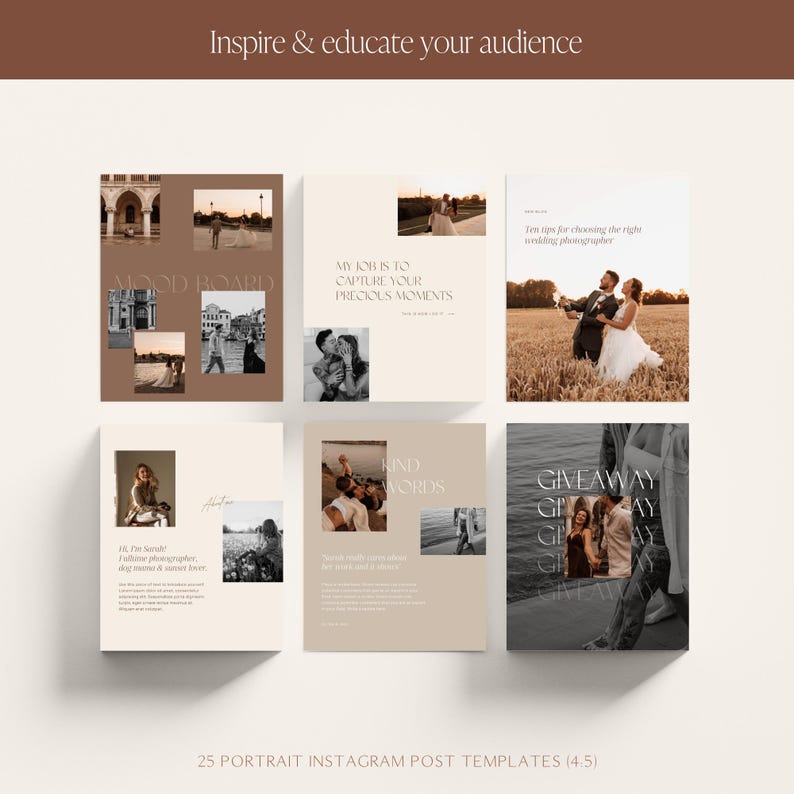 Boho Instagram Post Templates for Canva: Photographer Social Media ...