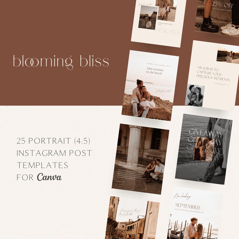 Boho Instagram Post Templates for Canva | Photographer Instagram ...