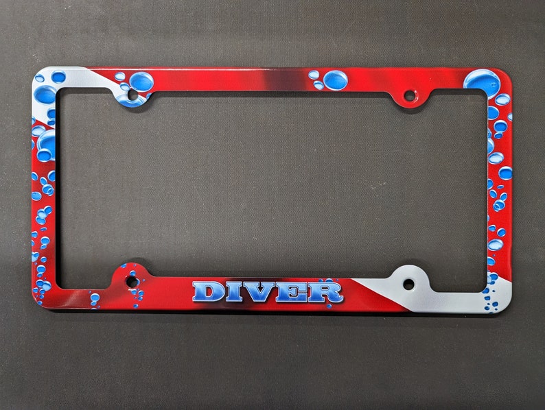 Trident Scuba Diving License Plate Frame – Dive Flag Design, New GA69