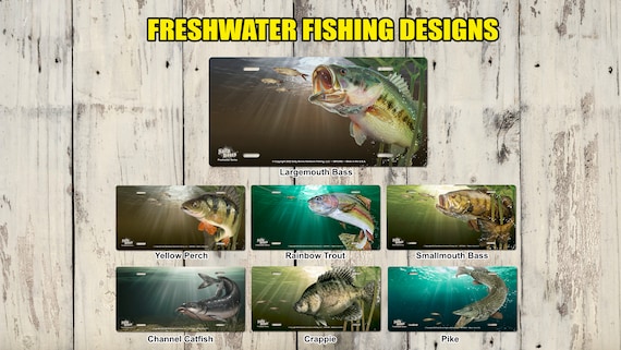Personalized Freshwater Fishing License Plates, Add Your Text, Aluminum Novelty License Plate