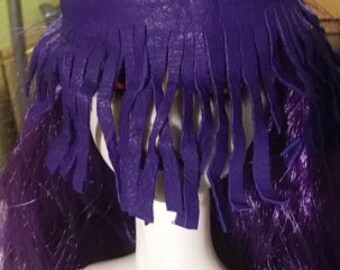 1/3 Scale BJD (Ball Jointed Doll) Long Purple Deer Leather Shaman's Mask, Wicca, Trance, Meditation, Witchcraft, Spiritual