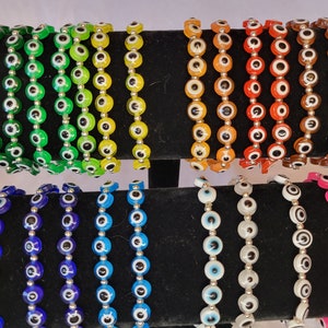 Evil Eye Elastic Bracelets, Assorted Colors, Protection, Made to Order