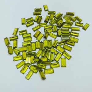 Peridot faceted gemstone 4×8mm baguettes loose stone for jewelry making items.