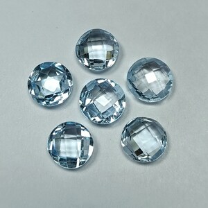 Natural Sky Blue Topaz Brolite Faceted Gemstone Round 10mm For Jewelry Making Items Natural Jewelry Loose Gemstone.