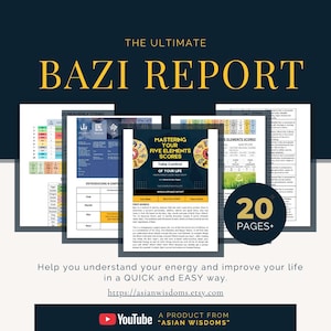 Informe Bazi de Vida Entera + Consulta por Zoom de 30 minutos / Cuatro Pilares / Informe de Astrología China / Lectura de la Carta Natal China / Impulso a la Salud y la Riqueza