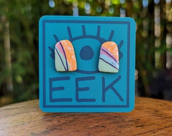 Handmade Ceramic Post Earrings – Sterling Silver, Bay Area Jewelry