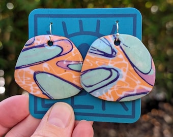 Handmade Ceramic Dangle Earrings – Sterling Silver Hooks, Bay Area Crafted