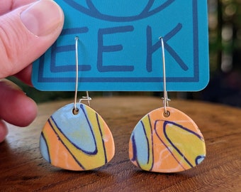 Handmade Ceramic Dangle Earrings – Sterling Silver Hooks