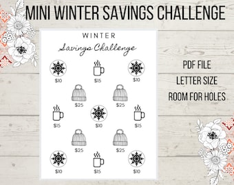 Mini Winter Savings Challenge Printable - PDF File - Letter Size - Dave Ramsey - Sinking Funds - Cash Envelopes