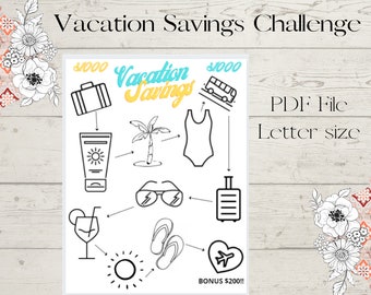 Vakantiebesparingsuitdaging Afdrukbaar pdf-bestand Letter-formaat
