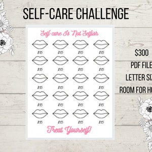 Self-care Savings Challenge Printable - PDF File - Letter Size and A4 - Dave Ramsey - Sinking Funds - Cash Envelopes
