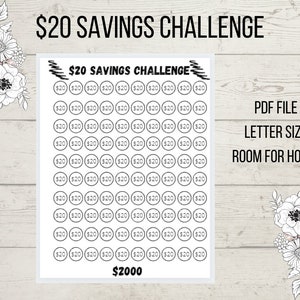 20 Dollar Savings Challenge - 2000 Dollar Savings Challenge - PDF File Letter Size and A4
