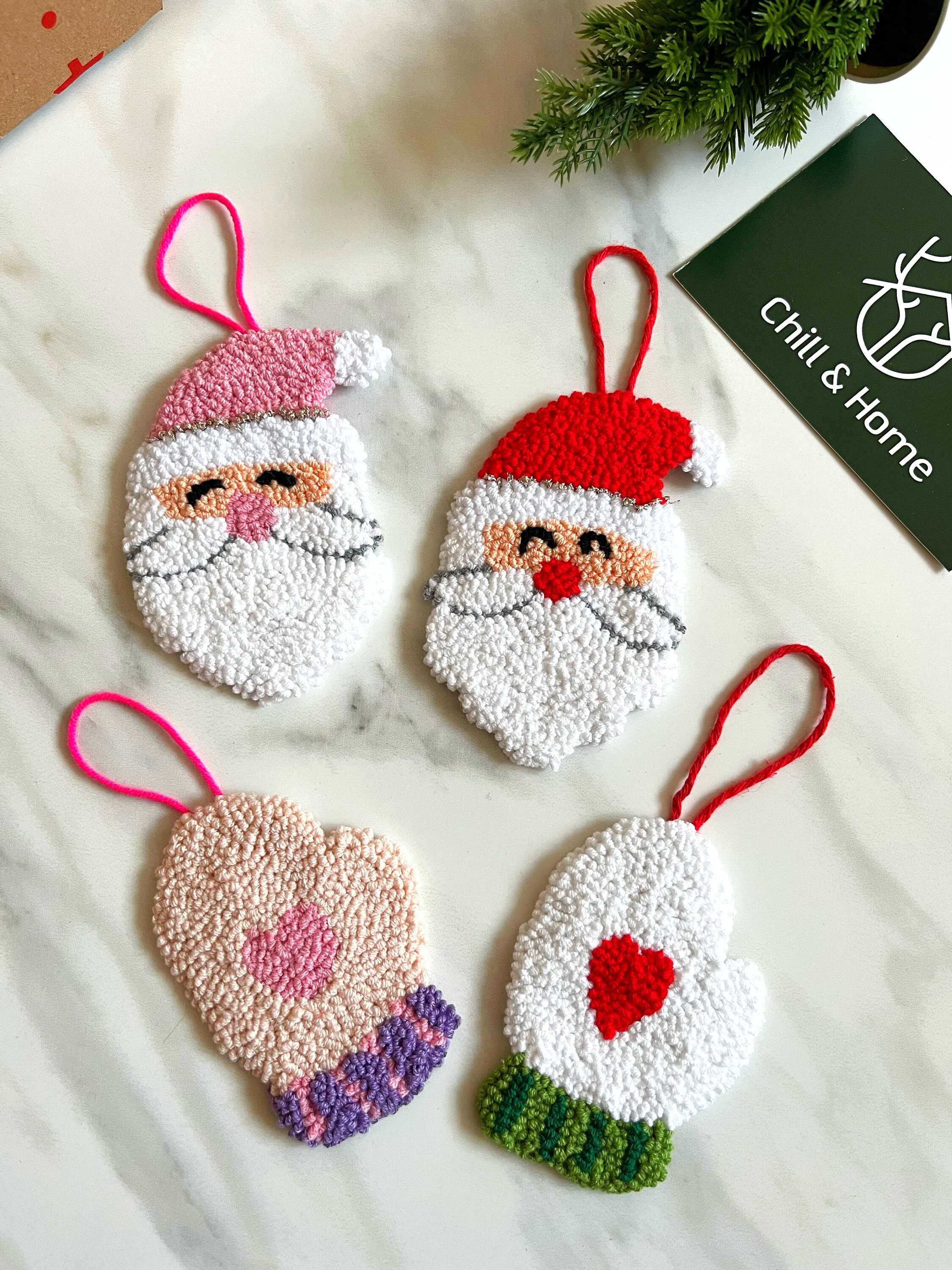 Punch Needle Christmas Ornaments,christmas Tree Decorations,punch