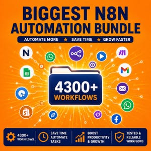 Más de 4300 plantillas de flujo de trabajo de automatización N8N / Negocios y marketing (descarga digital)