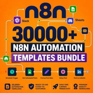 30000+ N8N Automation Workflows, Plug-and-Play Templates (Digital Download)
