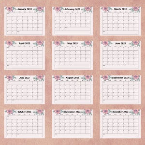 Pink Calendar 2023 Monthly Calendar Calendar 2023 - Etsy Australia