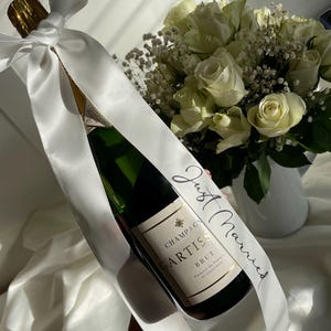 Just Married Champagne Ribbon, custom satin wedding bow, gifts for newlyweds 画像 5