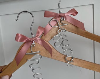 Bridesmaid custom hanger tag, bridal hanger, wedding dress hanger, custom wedding hanger, custom wire hanger, gift for bridesmaid,