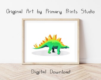 Stegosaurus Dinosaur Art Print, Dinosaur Wall Art, Stegosaurus Dinosaur Printable Art, Dinosaur Digital Download